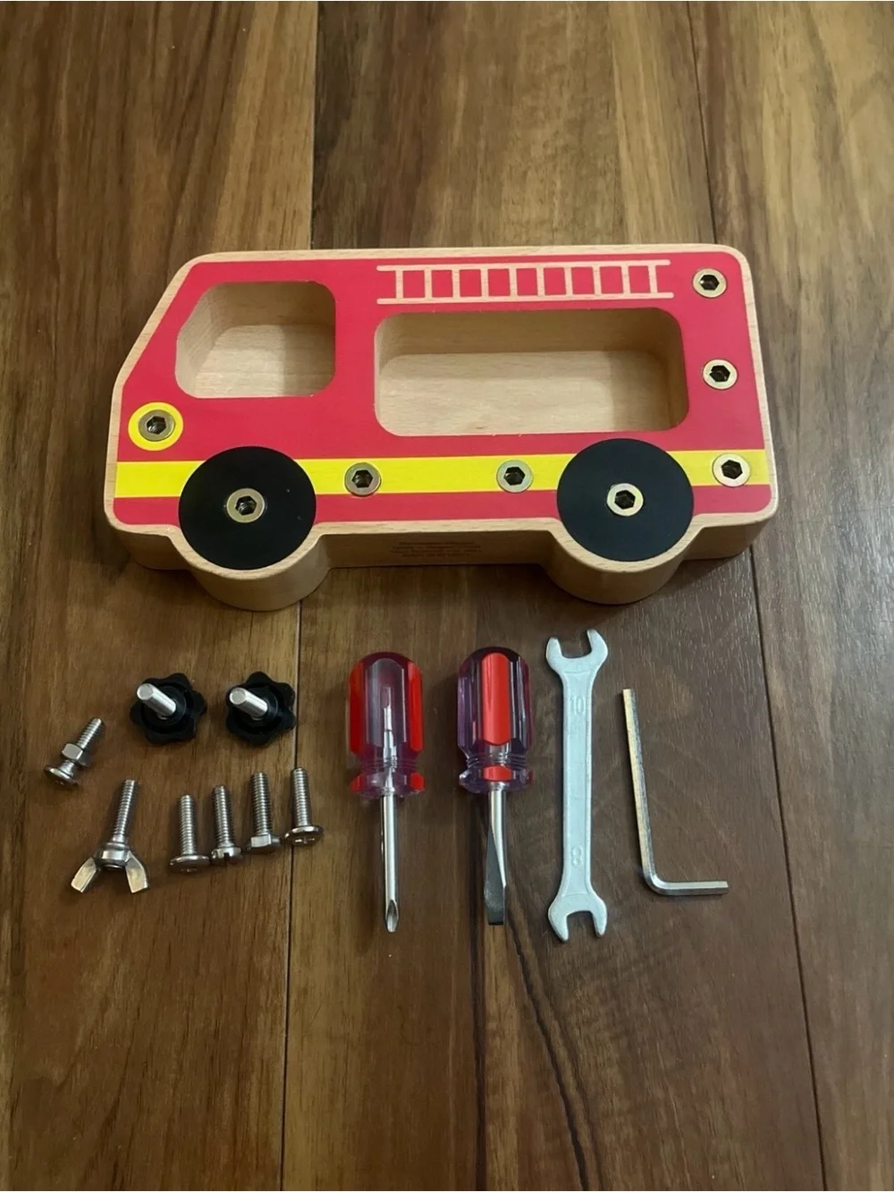 Montessori Moppet Fire Truck Screw Board